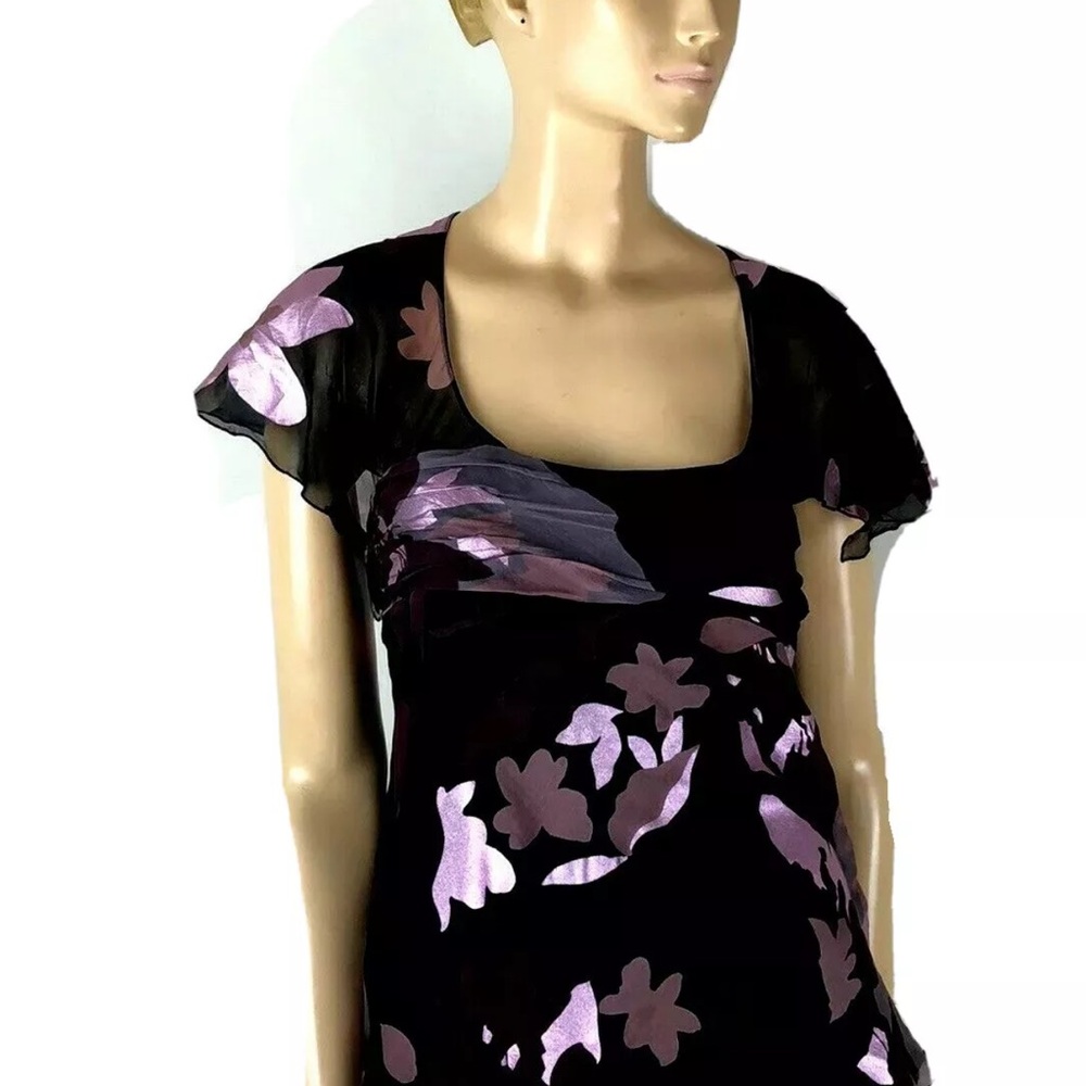 Emporio Armani Floral Silk Ruched cap flare sleeves Blouse size 42